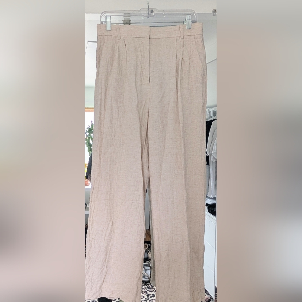 Abercrombie & Fitch Beige Wide Leg Trousers